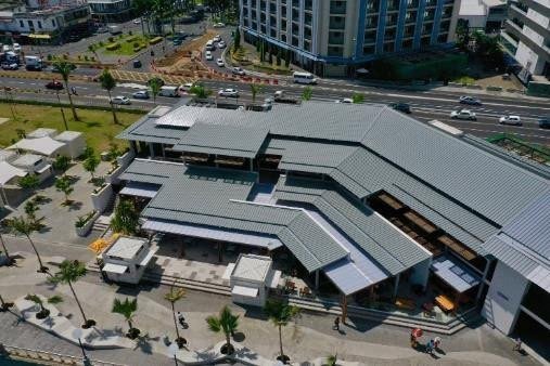 Structural metal roofing at Port Louis Waterfront